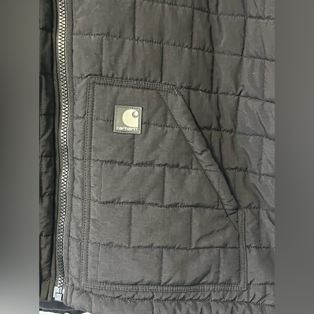 Carhartt Quilted XL Bomber Jacket Mens Large Black Puffer Zip Pockets Liner Only - Picture 4 of 15